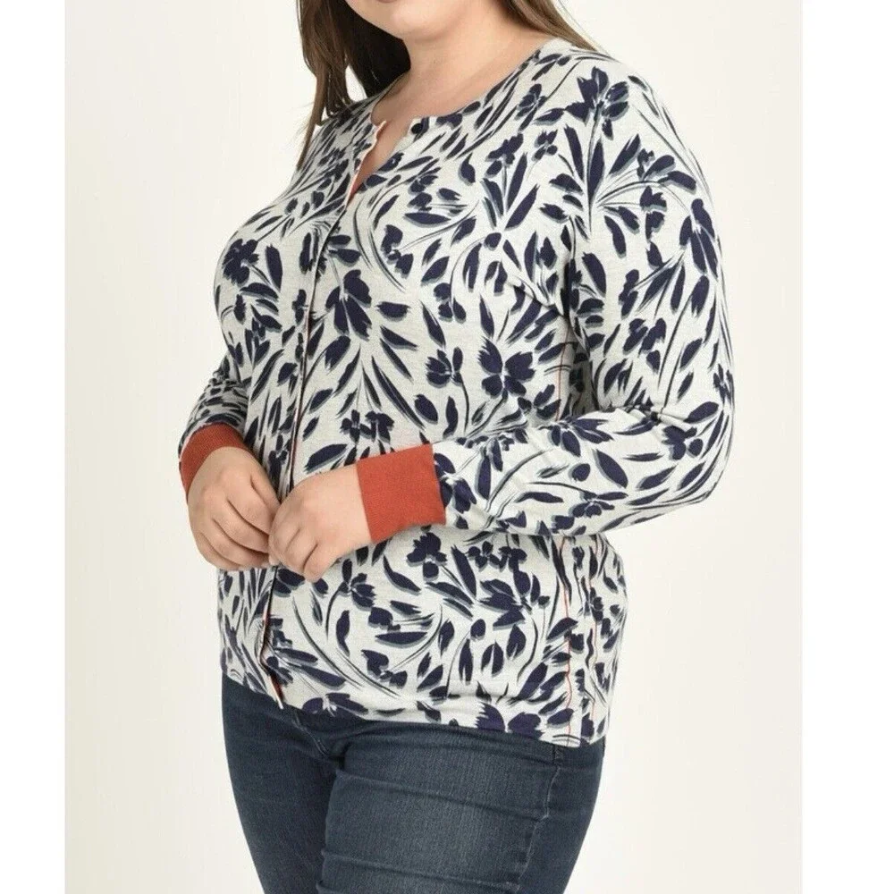 Daniel Rainn Women’s Plus Cardigan Grey  3XL Jude Contrast Cuff Button front